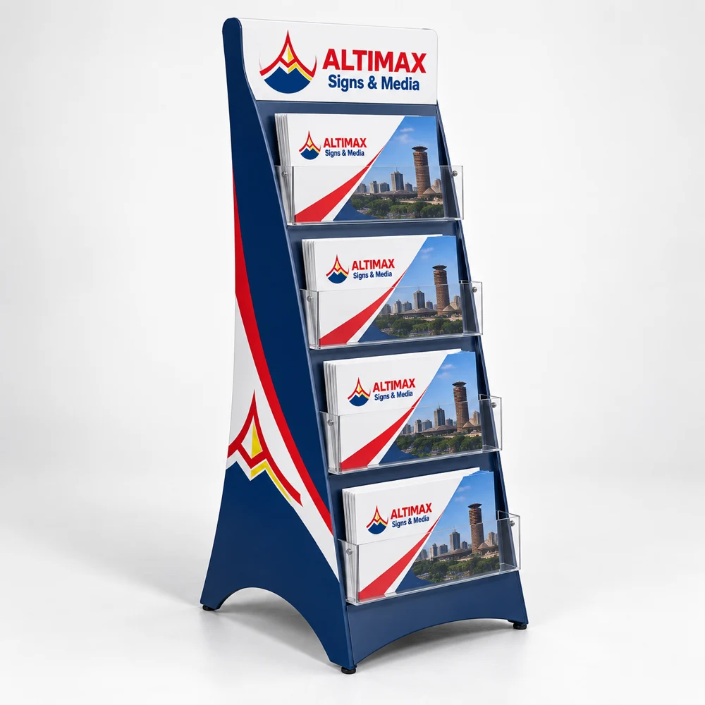 Brochure stand — Product view, Altimax Signs & Media mockup