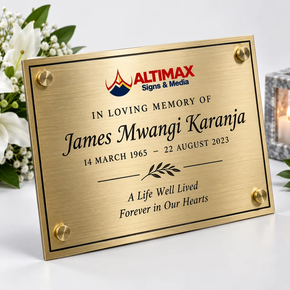 Memorial Plaque — Product view, Altimax Signs & Media mockup